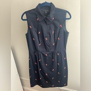 Brooks Brothers Navy Flamingo Embroidered Dress | Scalloped Collar | Size 6